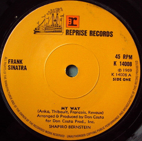 Frank Sinatra : My Way (7", RE)