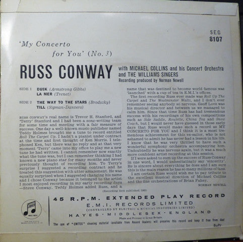 Russ Conway With Michael Collins And His Orchestra And The Williams Singers : My Concerto For You (No. 3) (7", EP)
