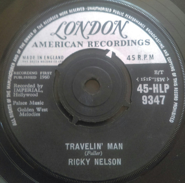 Ricky Nelson (2) : Hello Marylou Goodbye Heart / Travelin' Man (7", Single)