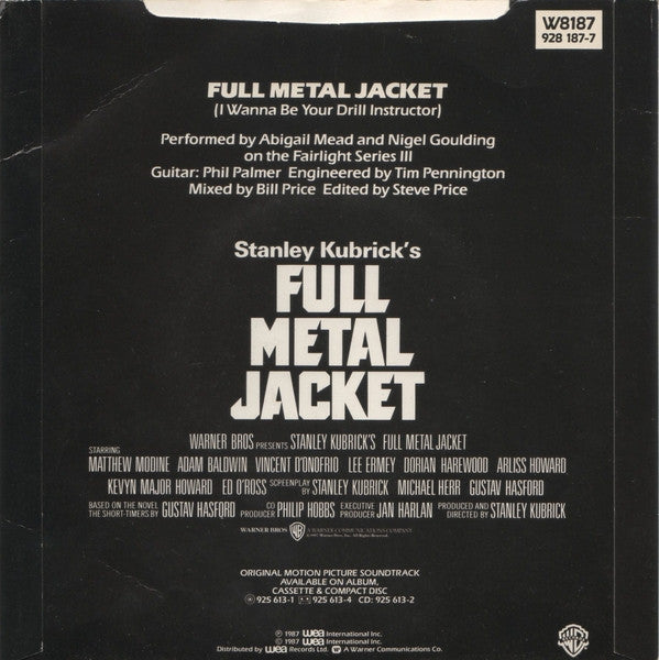 Abigail Mead And Nigel Goulding : Full Metal Jacket (I Wanna Be Your Drill Instructor) (7", Single, Sil)