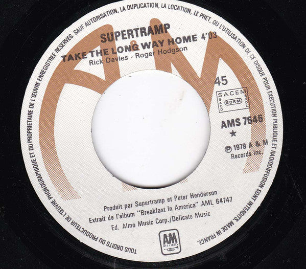 Supertramp : Take The Long Way Home (7", Single)