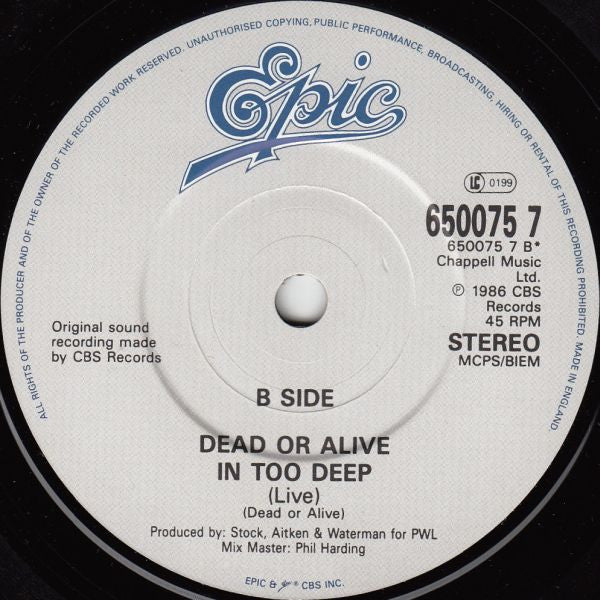 Dead Or Alive : Brand New Lover (7", Single)