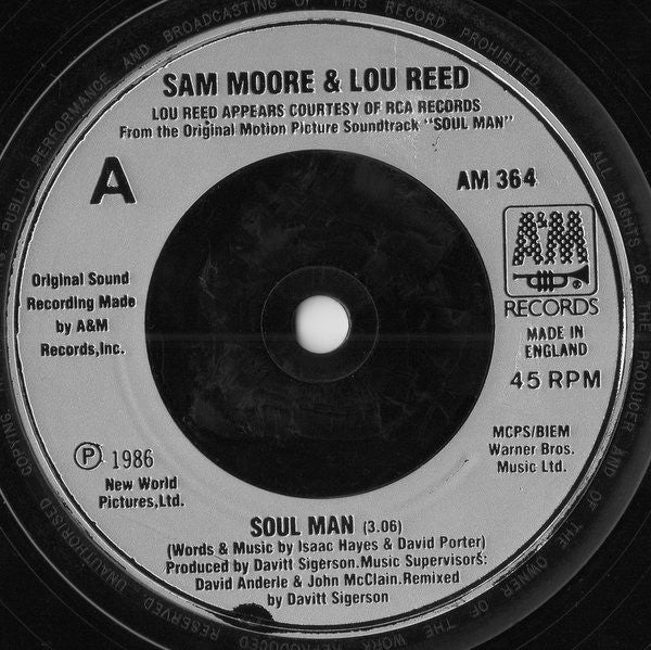 Sam Moore & Lou Reed : Soul Man (7", Single, Sil)