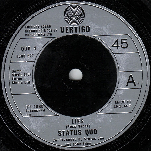 Status Quo : Lies / Don't Drive My Car (7", Single, Col)