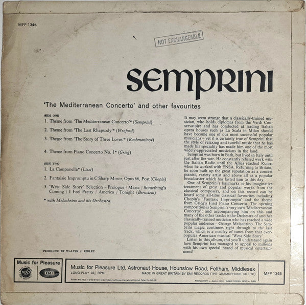 Alberto Semprini : The Mediterranean Concerto (LP)