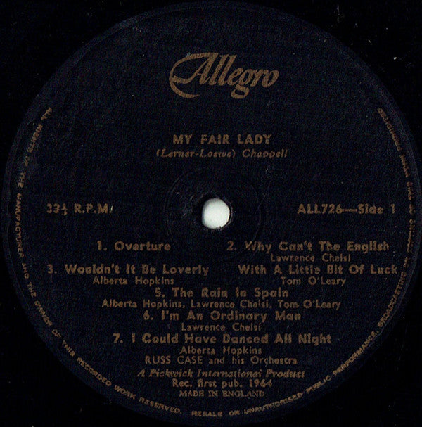 Full Cast*, Russ Case & Orchestra* : My Fair Lady (LP, Album, Mono)