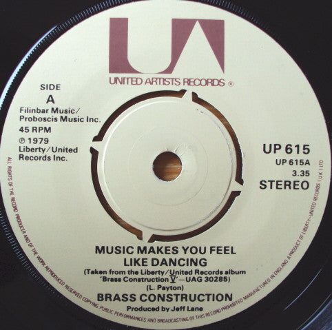 Brass Construction : Music Makes You Feel Like Dancing (7", Single)