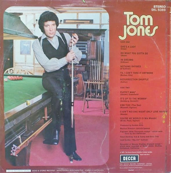 Tom Jones : Tom Jones Sings She's A Lady (LP, Album)