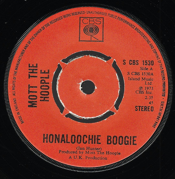 Mott The Hoople : Honaloochie Boogie (7", Single, Kno)