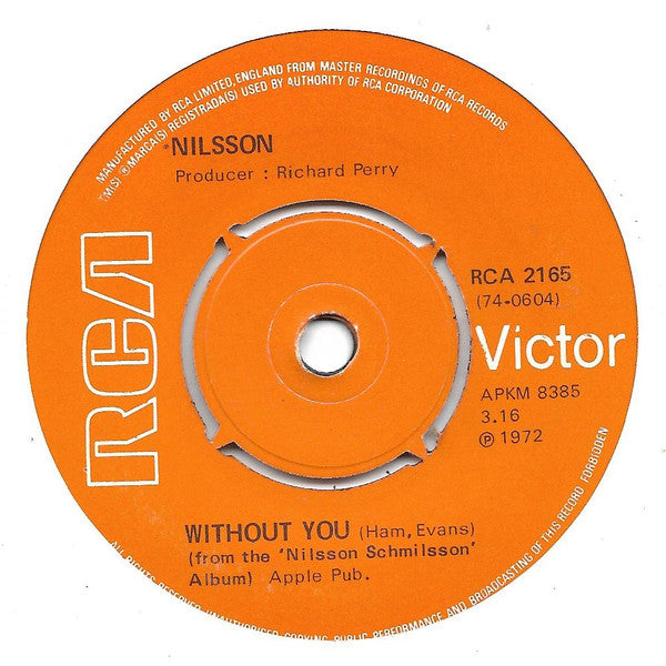 Nilsson* : Without You (7", Single, Pus)