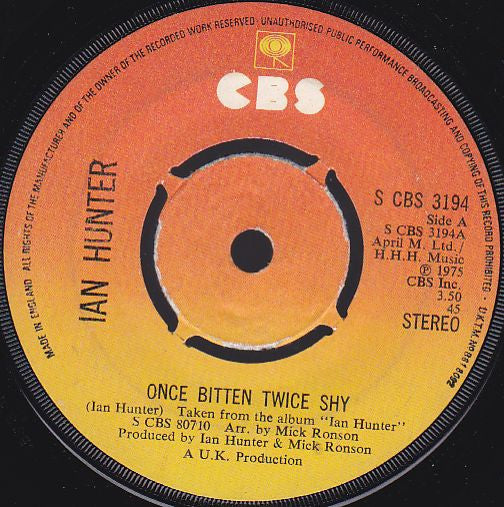 Ian Hunter : Once Bitten Twice Shy (7", Single, Kno)