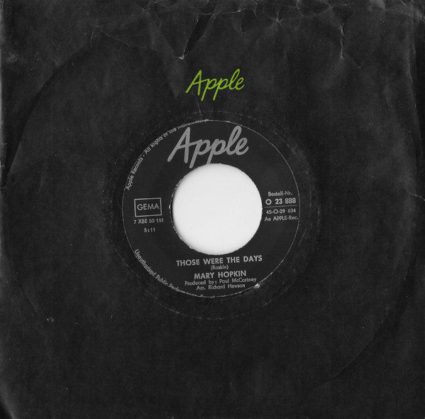 Mary Hopkin : Those Were The Days (7", Single)