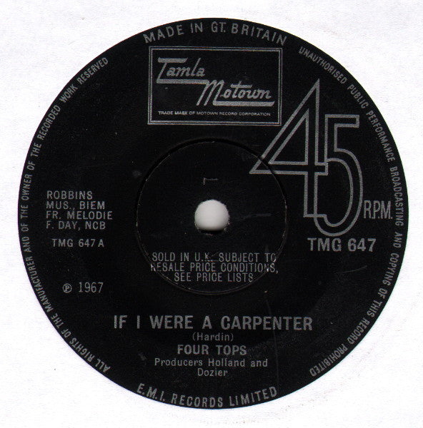 Four Tops : If I Were A Carpenter (7", Single, Sol)