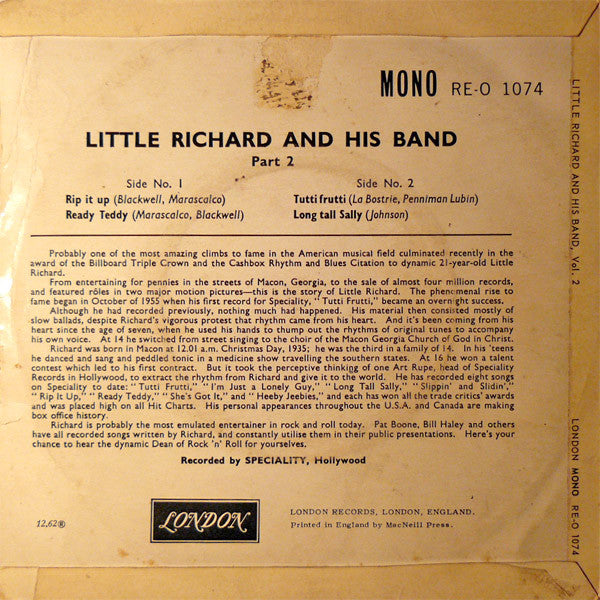 Little Richard And His Band : Little Richard And His Band (7", EP, Mono, RE, Sil)