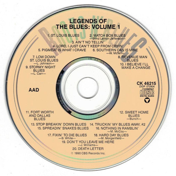 Various : Legends Of The Blues: Volume 1 (CD, Comp, RE)