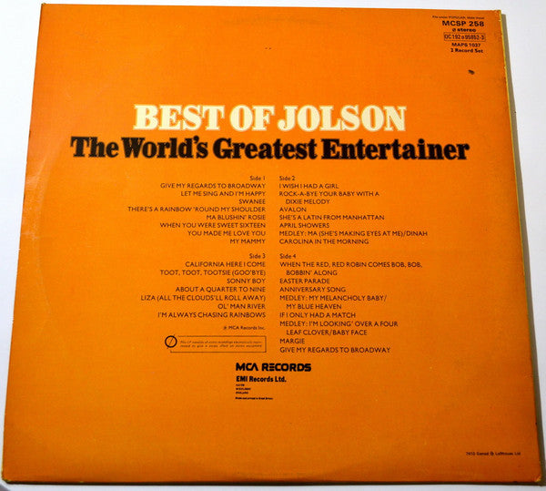 Al Jolson : The Best Of Jolson (2xLP, Comp)