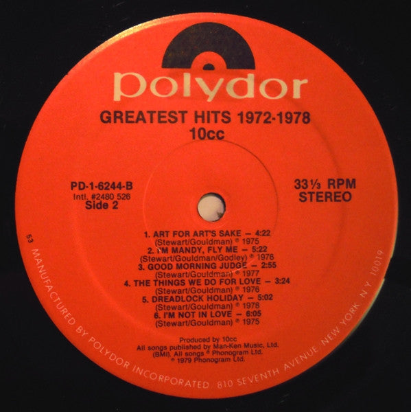 10cc : Greatest Hits 1972-1978 (LP, Comp)