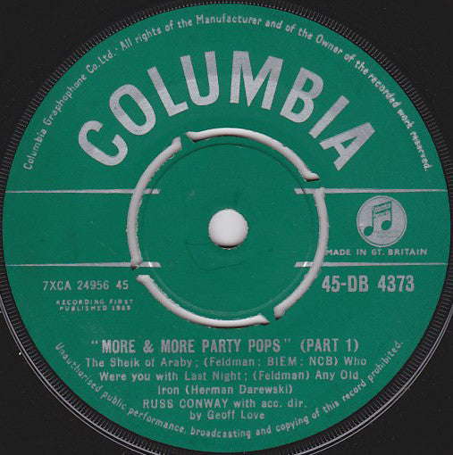 Russ Conway : More & More Party Pops (7", Single)