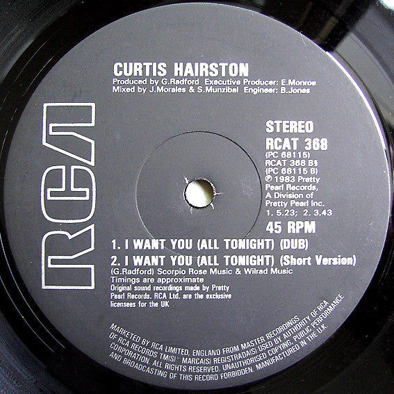 Curtis Hairston : I Want You (All Tonight) (12")