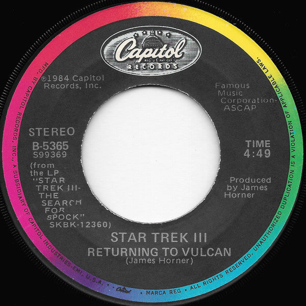 James Horner, Group 87 : The Search For Spock (Theme From "Star Trek III") (7", Single)