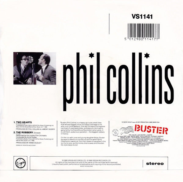 Phil Collins : Two Hearts (7", Single, Bla)