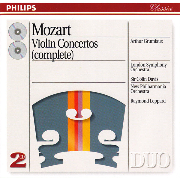 Mozart*, Arthur Grumiaux, London Symphony Orchestra, Sir Colin Davis, New Philharmonia Orchestra, Raymond Leppard : Violin Concertos (Complete) (2xCD, Comp, RM)