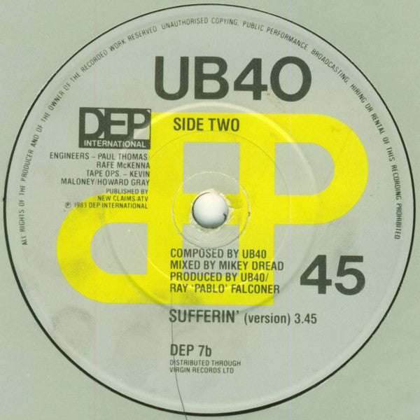 UB40 : Red Red Wine (7", Single, Pap)