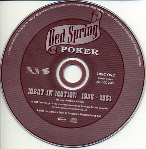 Various : Bed Spring Poker - Meat In Motion 1926-1951 (2xCD, Comp)