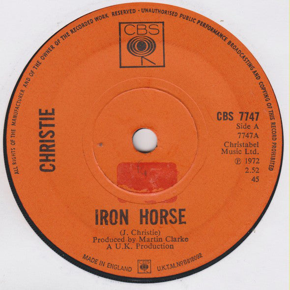 Christie : Iron Horse (7", Single)