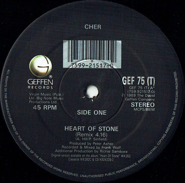 Cher : Heart Of Stone (Remix) (12", Single, Ltd)