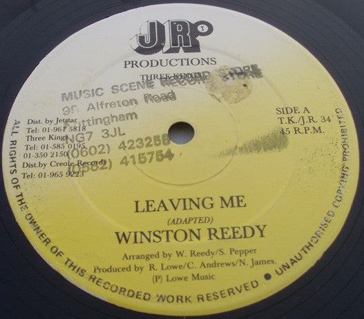 Winston Reedy : Leaving Me / Dub Version (12", Single)