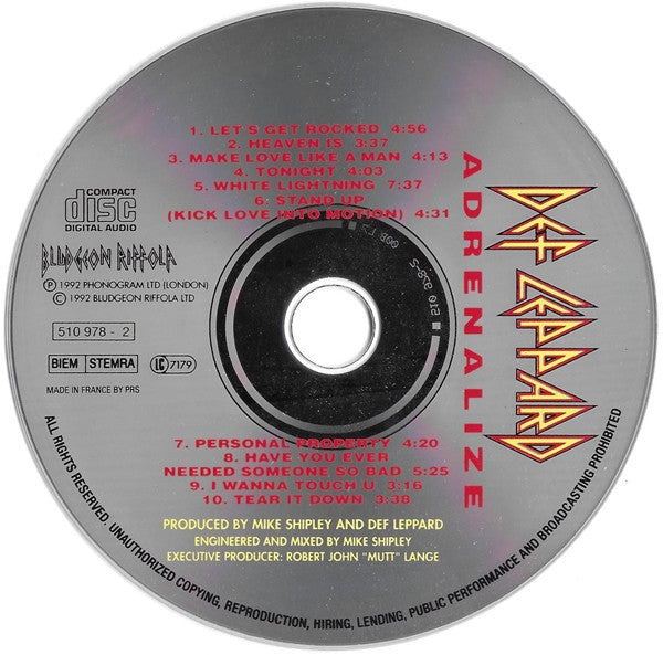 Def Leppard : Adrenalize (CD, Album)