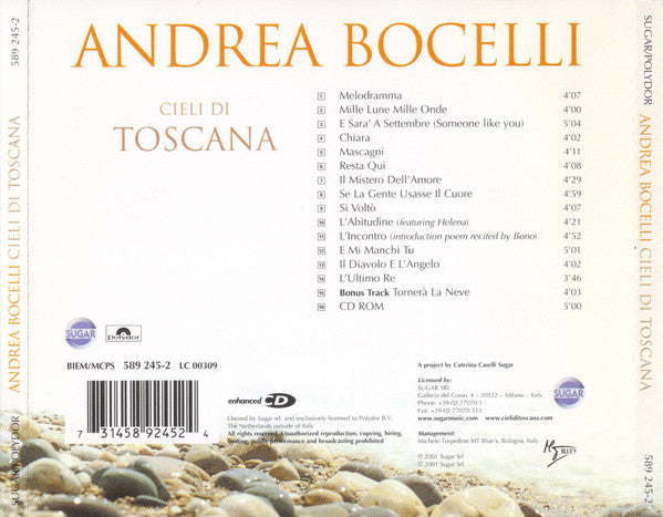 Andrea Bocelli : Cieli Di Toscana (CD, Album, Enh)