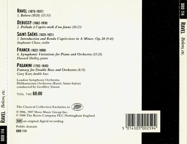 Maurice Ravel, Claude Debussy : Bolero / Prelude A L'Apres-Midi D'un Faune (CD, Album)