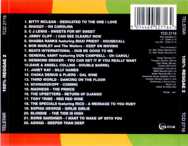 Various : 100% Reggae 2 (CD, Comp)