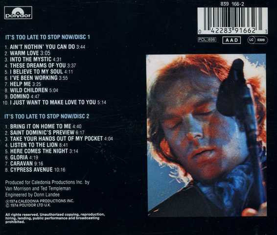 Van Morrison : It's Too Late To Stop Now (2xCD, Album, RE)