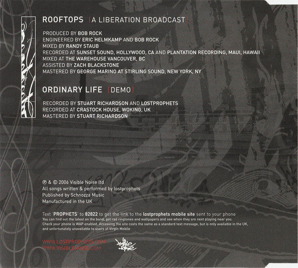Lostprophets : Rooftops (A Liberation Broadcast) (CD, Single, CD )