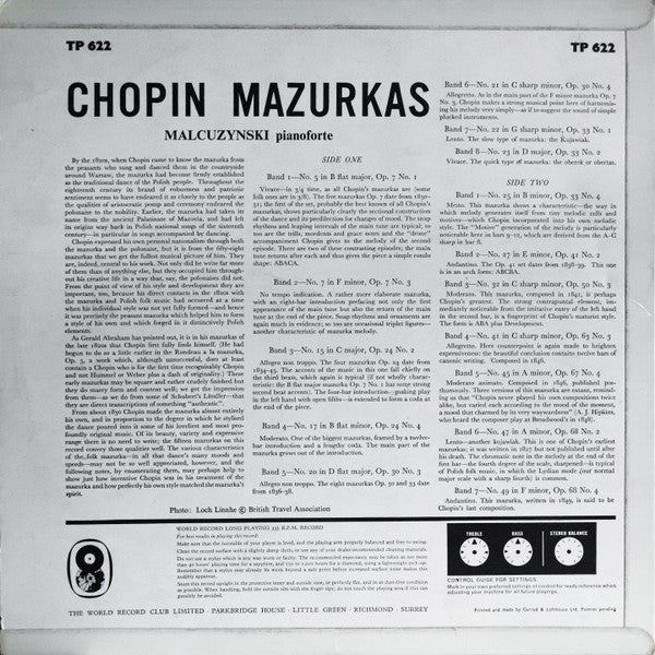 Frédéric Chopin - Witold Malcuzynsky : Mazurkas (LP)
