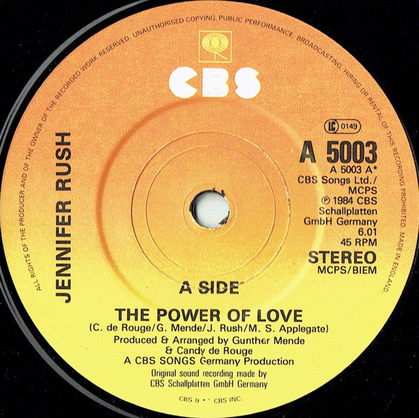 Jennifer Rush : The Power Of Love (7", Single, Pic)