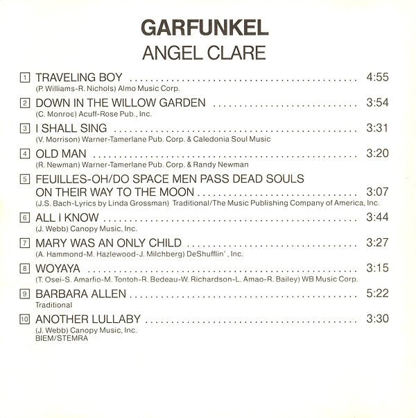 Art Garfunkel : Angel Clare (CD, Album, RE)