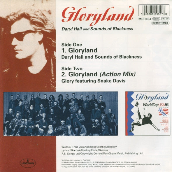 Daryl Hall And Sounds Of Blackness / Pulse (21) Featuring Snake Davis : Gloryland - The Official Theme Song Of WorldCup USA 94  (7", Pic)