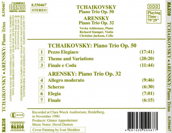 Pyotr Ilyich Tchaikovsky / Anton Stepanovich Arensky, Vovka Ashkenazy, Richard Stamper (2), Christine Jackson : Piano Trio Op. 50 / Piano Trio Op. 32 (CD, Album)