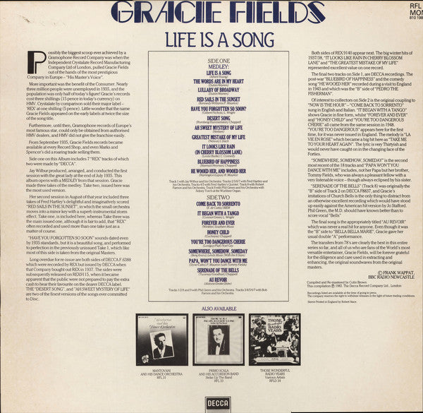 Gracie Fields : Life Is A Song (LP, Comp, Mono)