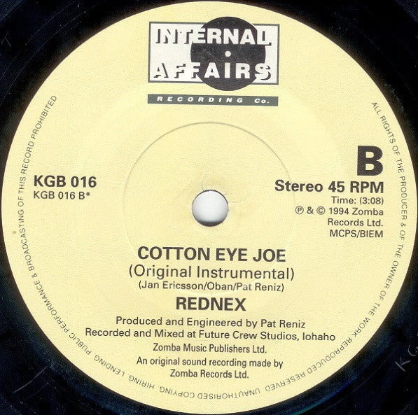 Rednex : Cotton Eye Joe (7", Single)