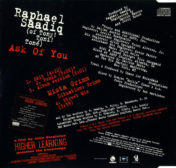 Raphael Saadiq : Ask Of You (Dallas Austin Remix) (CD, Single)