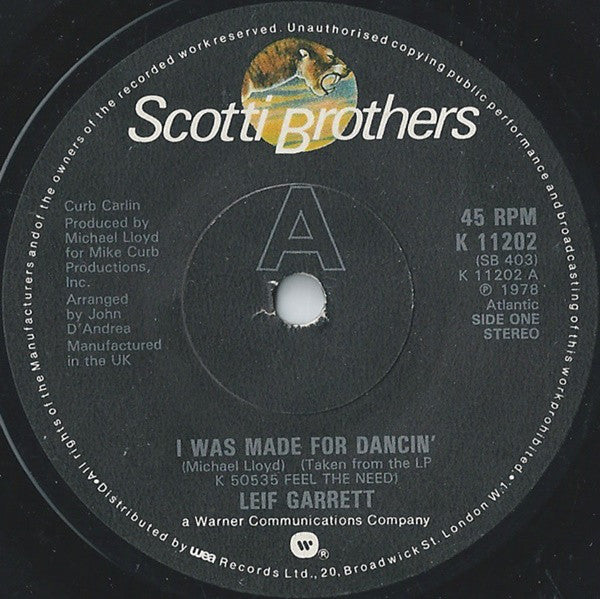 Leif Garrett : I Was Made For Dancin' (7", Single, Com)