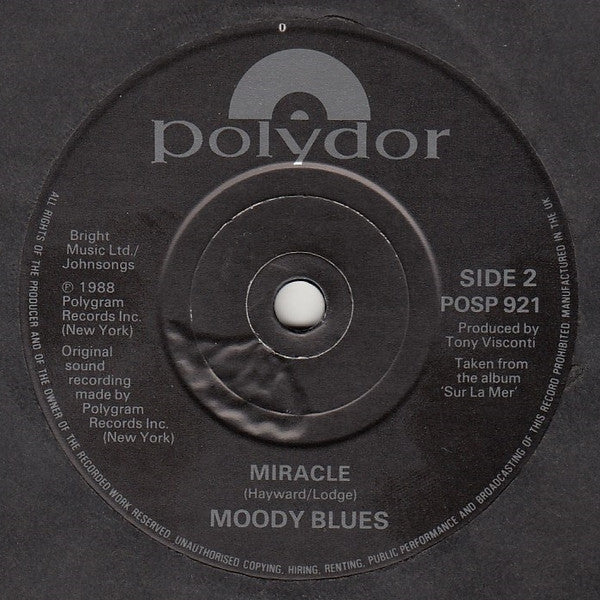 The Moody Blues : I Know You're Out There Somewhere (7", Single, Bla)