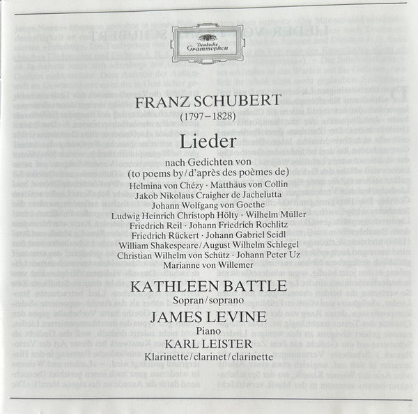 Franz Schubert, Kathleen Battle, James Levine (2) : Lieder (CD, Album)