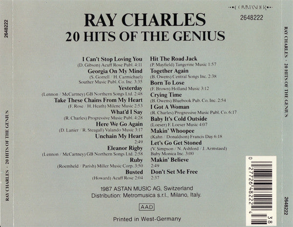 Ray Charles : 20 Hits Of The Genius (Greatest Hits) (CD, Comp)