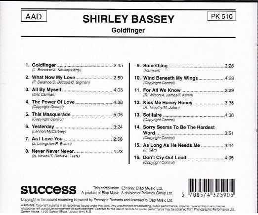 Shirley Bassey : Goldfinger (CD, Comp)